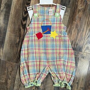 Source Unknown Colorful Plaid Kids Overalls